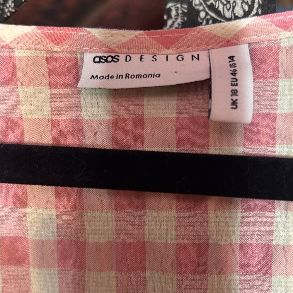 ASOS Pink Checkered Ruffle Blouse - Picture 6 of 10